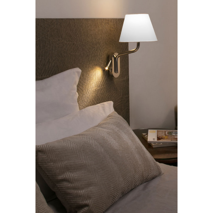 ETERNA Lampe applique avec lecteur droite chrome/blanc