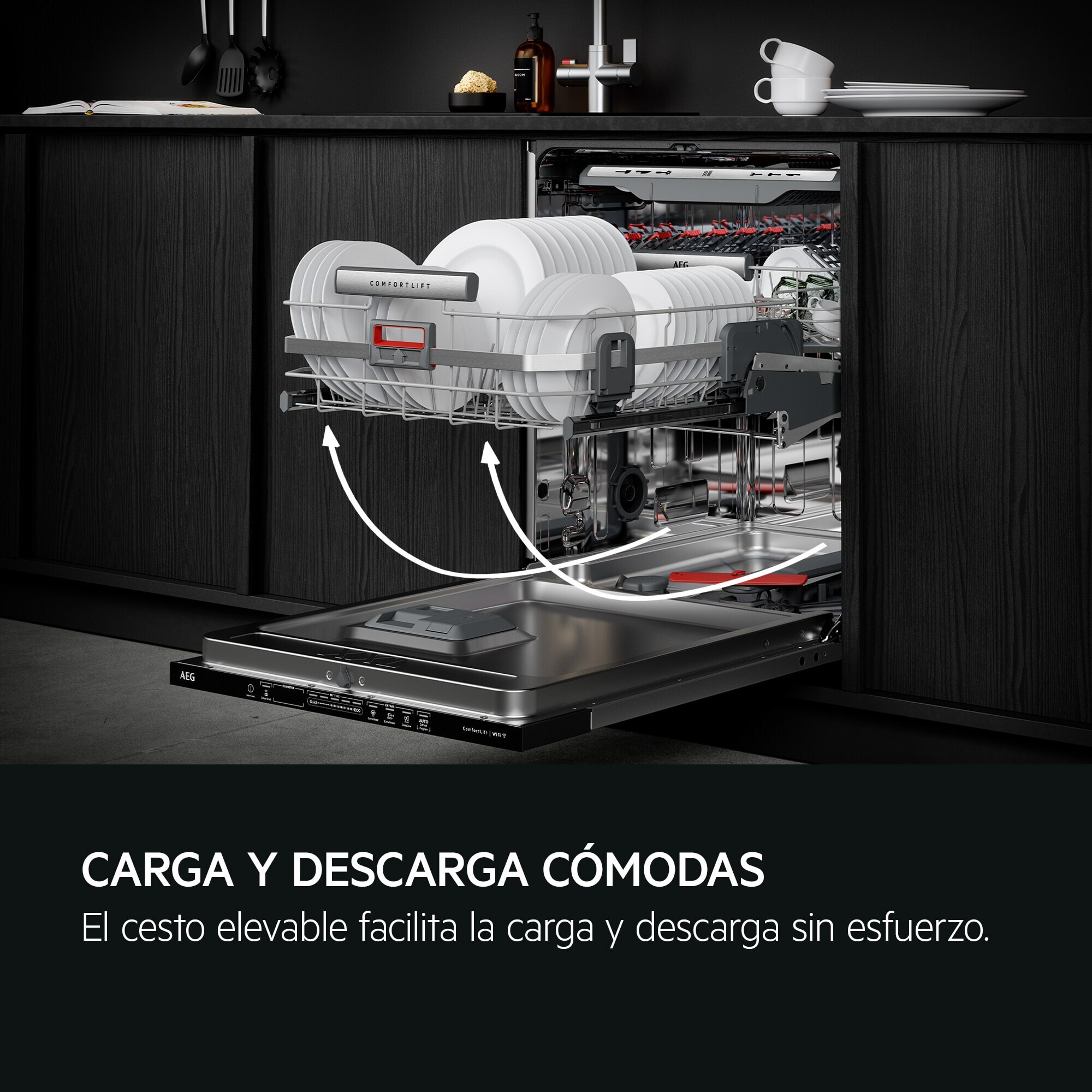 AEG Lavavajillas de 60 cm Serie 9000 ComfortLift para 14 cubiertos FFB83816PM
