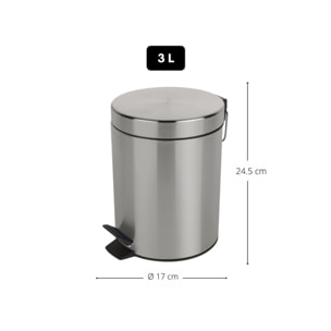 Poubelle à pédale Acier SYDNEY 3L Brossé Spirella