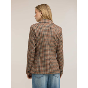 Motivi - Blazer doppiopetto fantasia check lurex - Beige