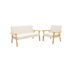 Banquette canapé enfant en bois et tissu bouclette. Isak. L 84 x P 43.5 x H 50cm