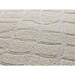 BARESA Alfombra moderna con relieve en tonos crema y gris, varias medidas disponibles