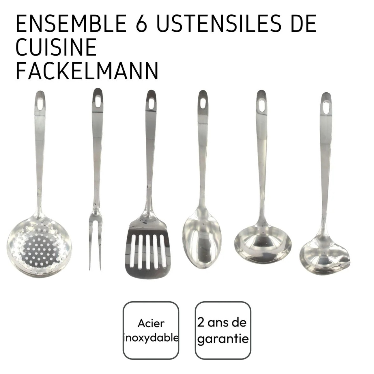 Ensemble ustensiles de cuisine 6 pièces inox Fackelmann Oxford