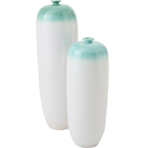 J-Line Vase - céramique - vert menthe/blanc - large