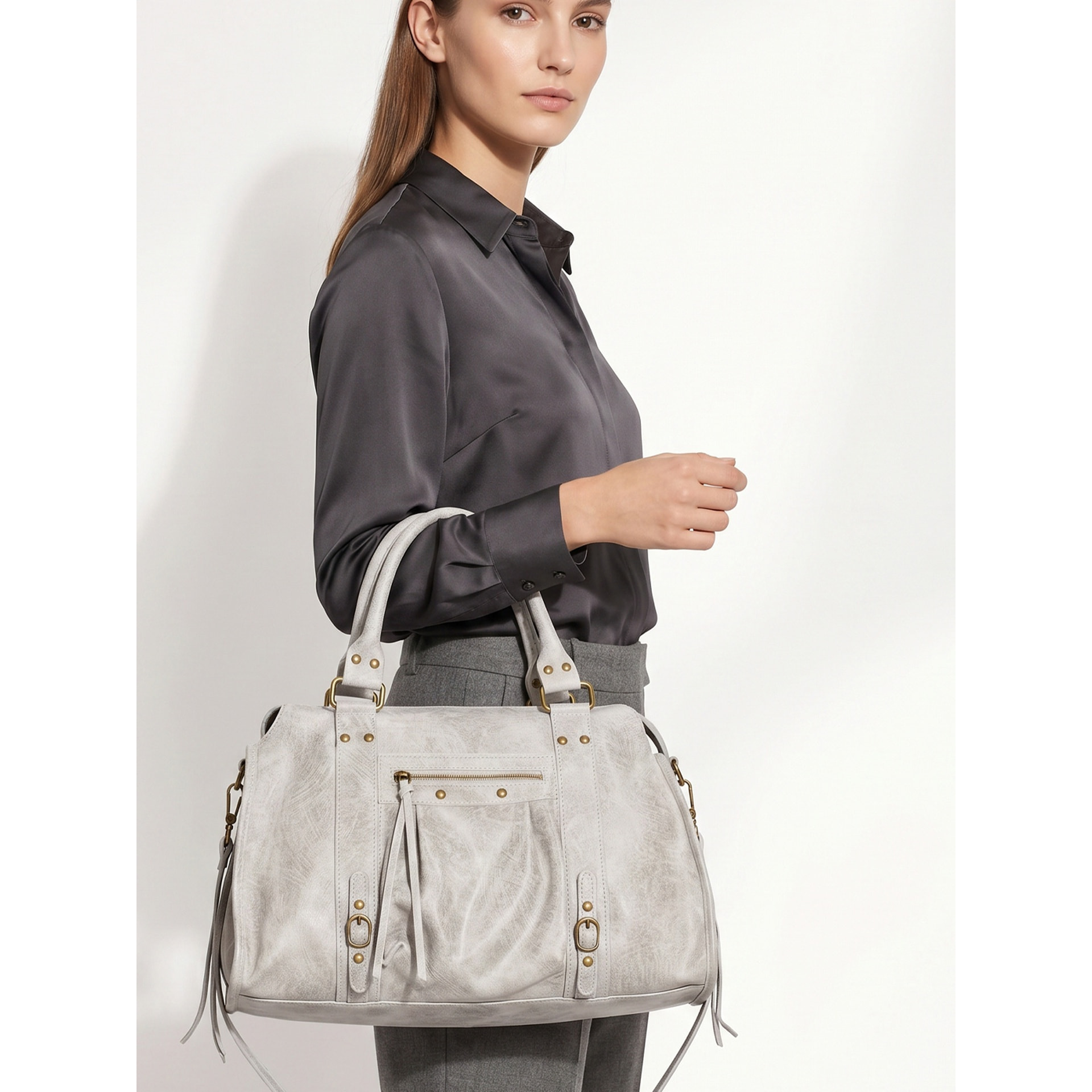 Borsa a spalla da donna - Modello Clara - Vera pelle - 41.0 x 28.0 x 13.0 cm
