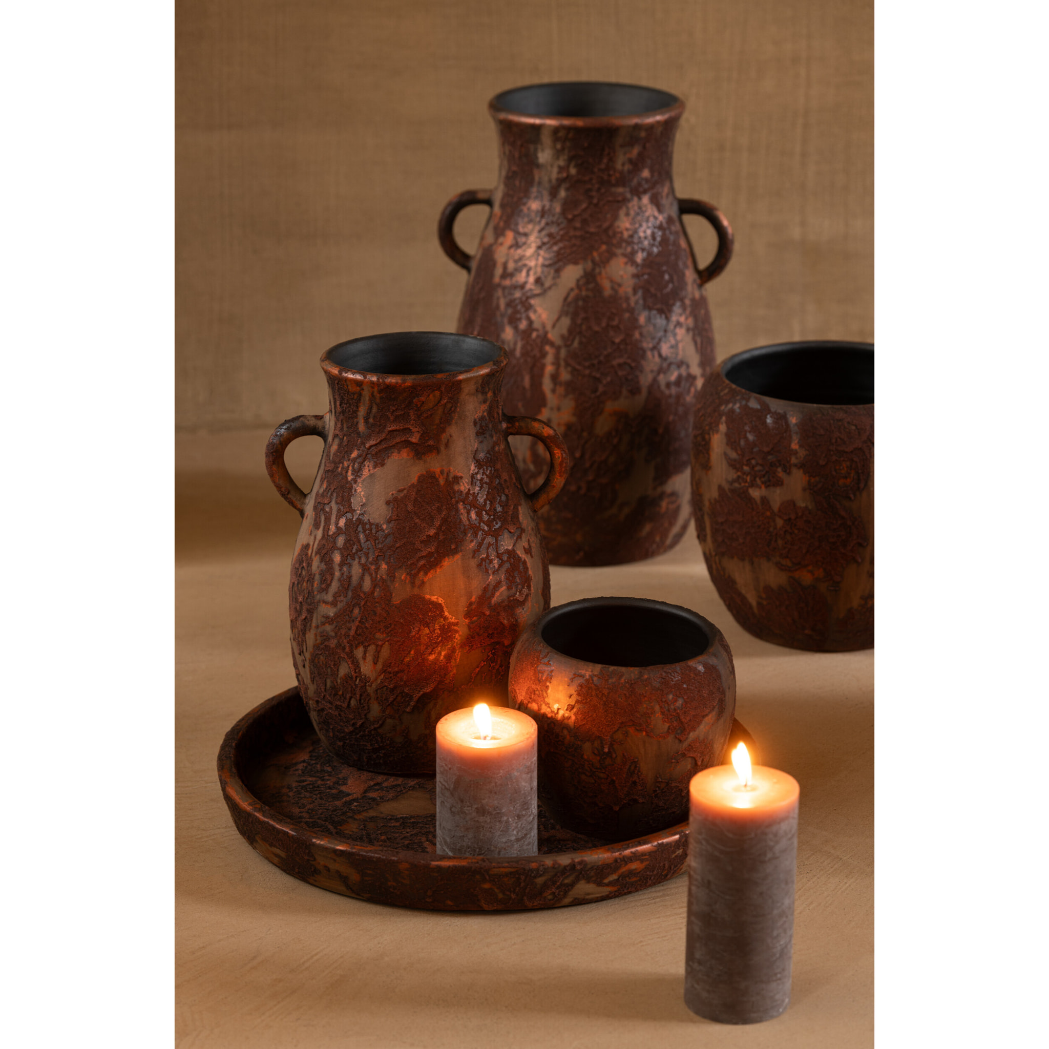 J-Line cache-pot Round Terra - céramique - brun - Ø 24 cm