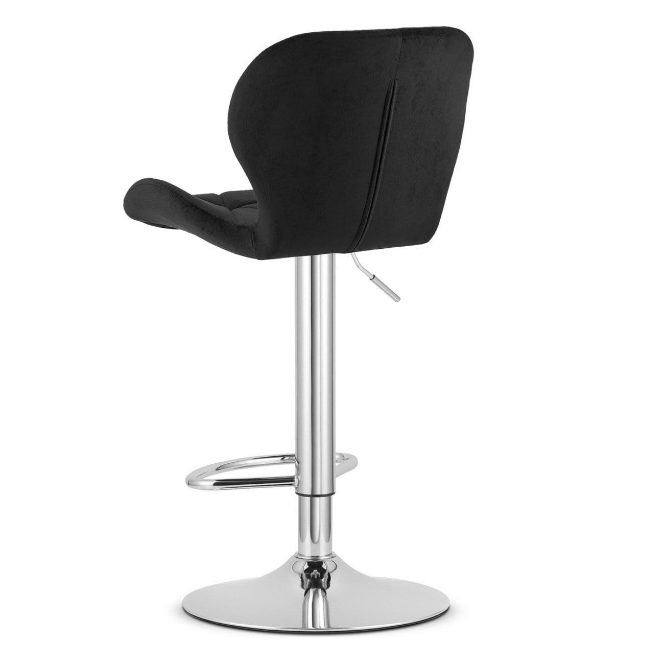 Sgabello West in velluto nero con base cromata