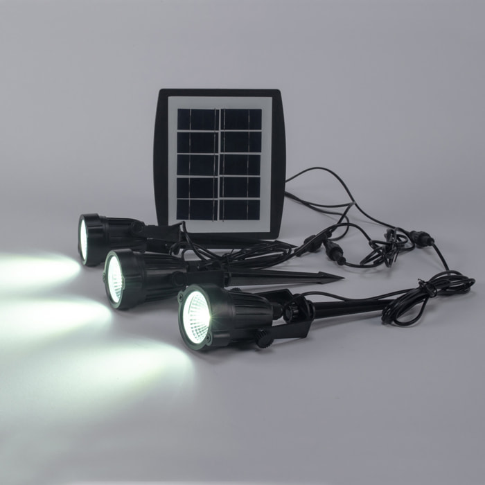 Forlight Proyector Solar LED Exterior IP65, 15W Luz Blanca Fría 6500K, Resistente al Agua y Golpes, Instalación Fácil con Pinchos, Ecológico y Versátil para Jardines y Terrazas