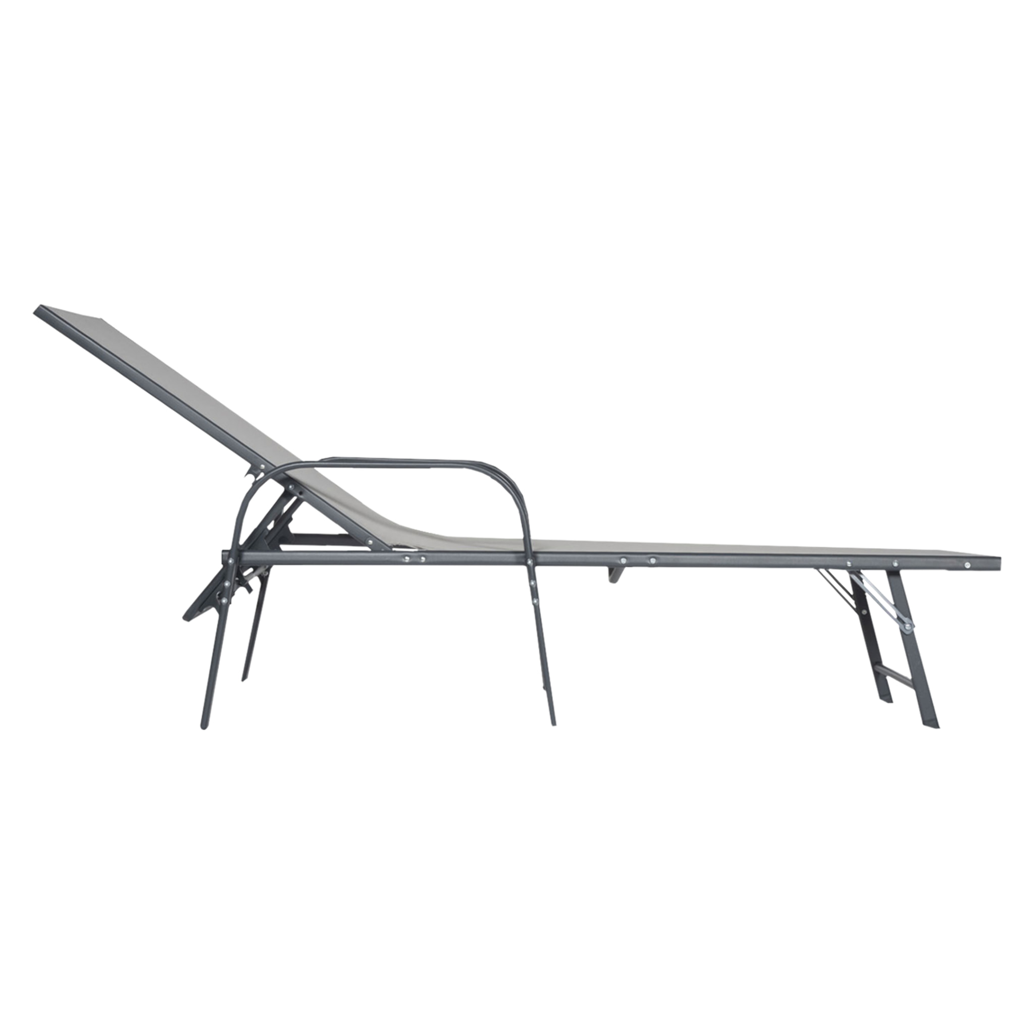 Lot de 2 bains de soleil SARDINIA en textilène gris - structure anthracite