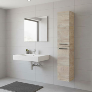 Mobile Alto Da Bagno Sospeso Con 2 Ante E 4 Mensole Interne Colonna Sospesa Salvaspazio In Melaminico 150 x 30 x 25.5 Cm Rovere Naturale