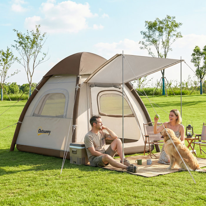 Tienda de Campaña Inflable con Mosquitera para 3–4 Personas Tienda de Campaña con Vestíbulo Bomba UPF30+ Puertas Bolsa Transporte Montaje Rápido Tela Oxford Cubierta Impermeable 3000 mm
