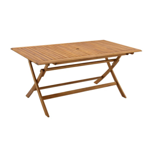 Table de jardin pliante rectangulaire en bois massif L170 cm SANTIAGO