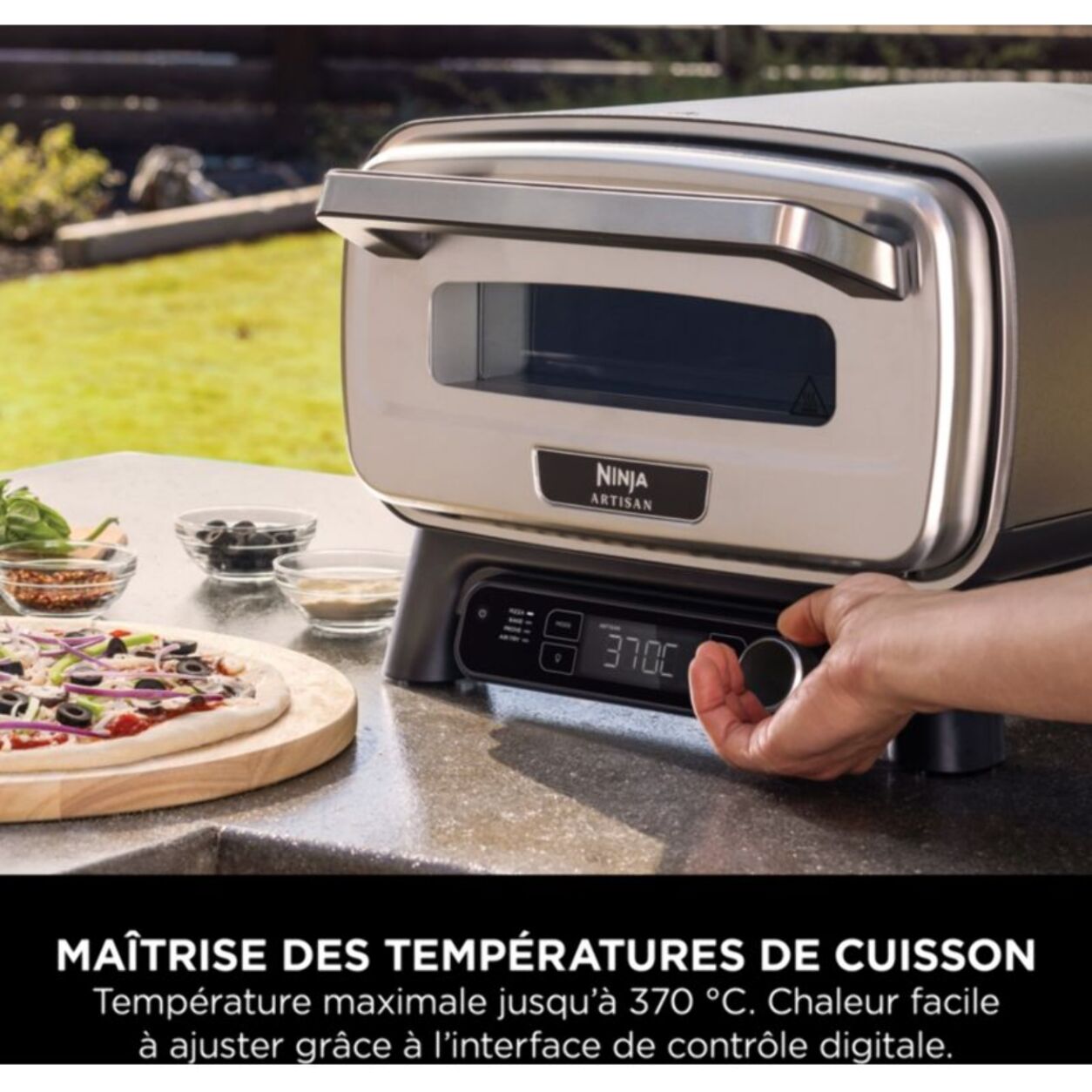 Four à pizza électrique NINJA MO201EU inox noir pizza 30 cm, fonction air fryer, thermostat digital