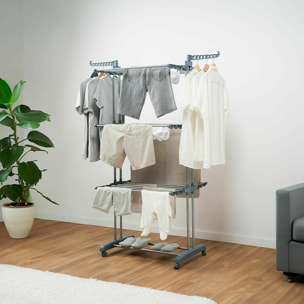 Pack Tendedero Plegable Vertical con Ruedas y Doblador de Ropa InnovaGoods