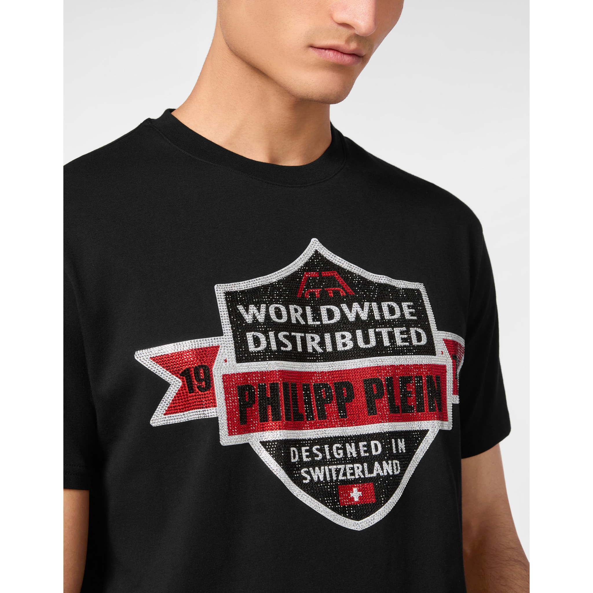 PHILIPP PLEIN Camiseta de cuello redondo y manga corta CREST