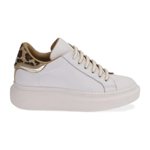 Sneakers bianco/marrone in pelle