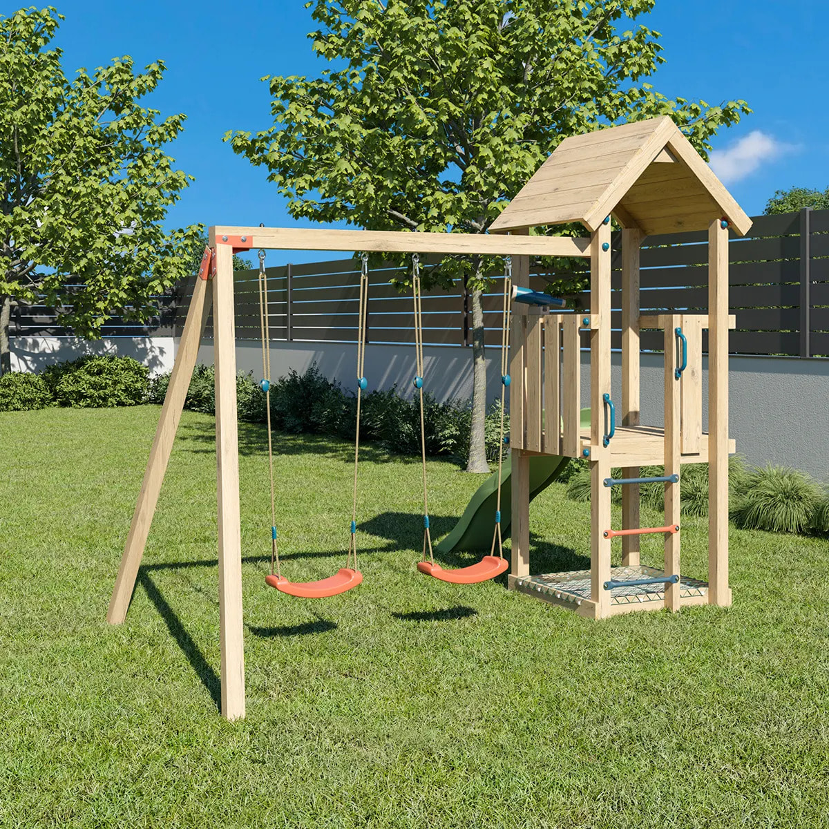Aire de jeux bois 1,90 m EASY XPLORER 2 - 6 enfants