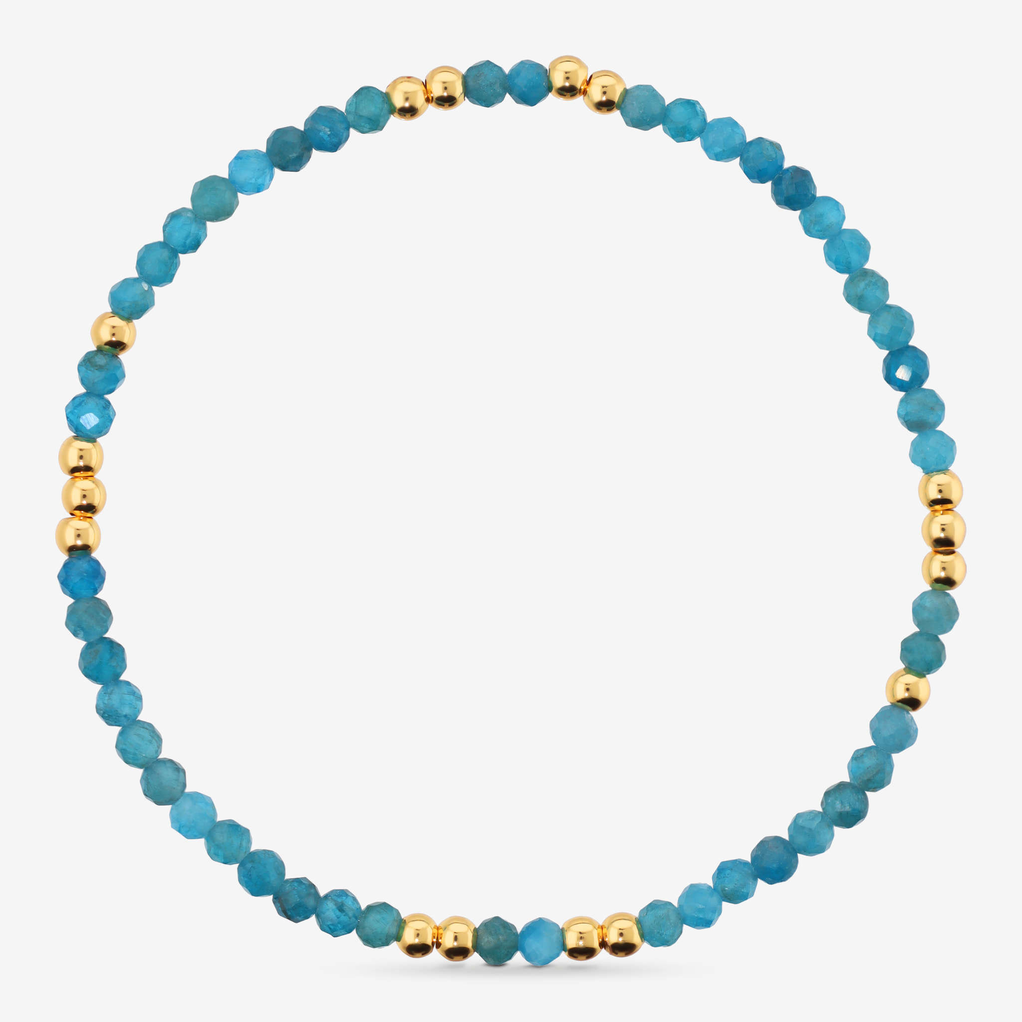 Bracciale Elastico con Apatite Blu e Bead Lucide