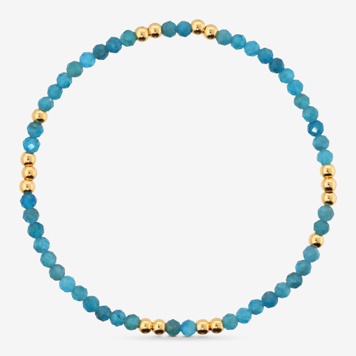Bracciale Elastico con Apatite Blu e Bead Lucide