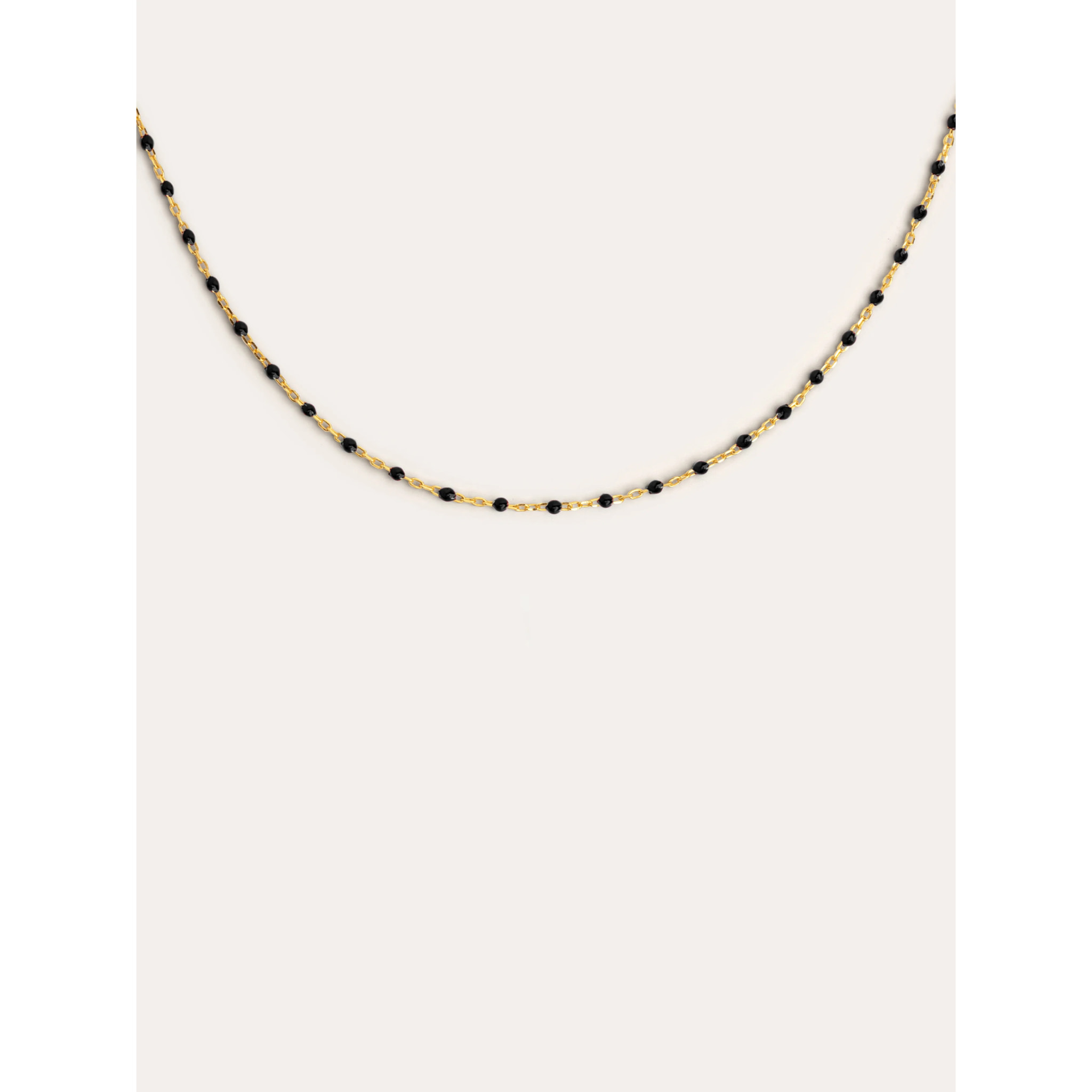 Collar Dots Black Enamel Plata Baño Oro