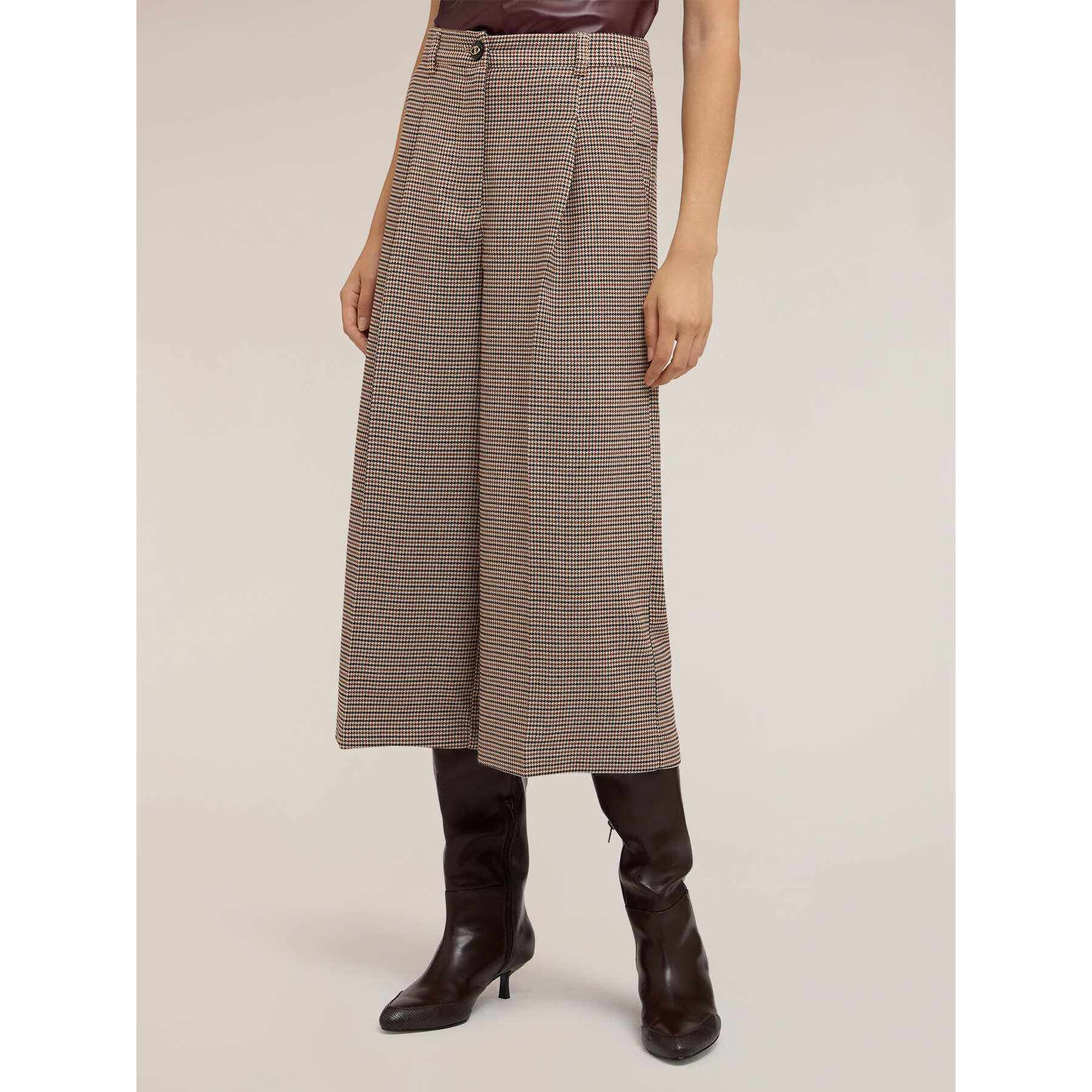 Motivi - Pantaloni cropped fantasia check - Beige