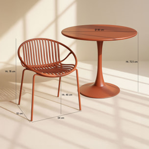 Ensemble de repas table et 4 fauteuils en polypropylène brique CALYPSO