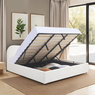 Lit coffre avec tête le lit en tissu bouclé - SUZON