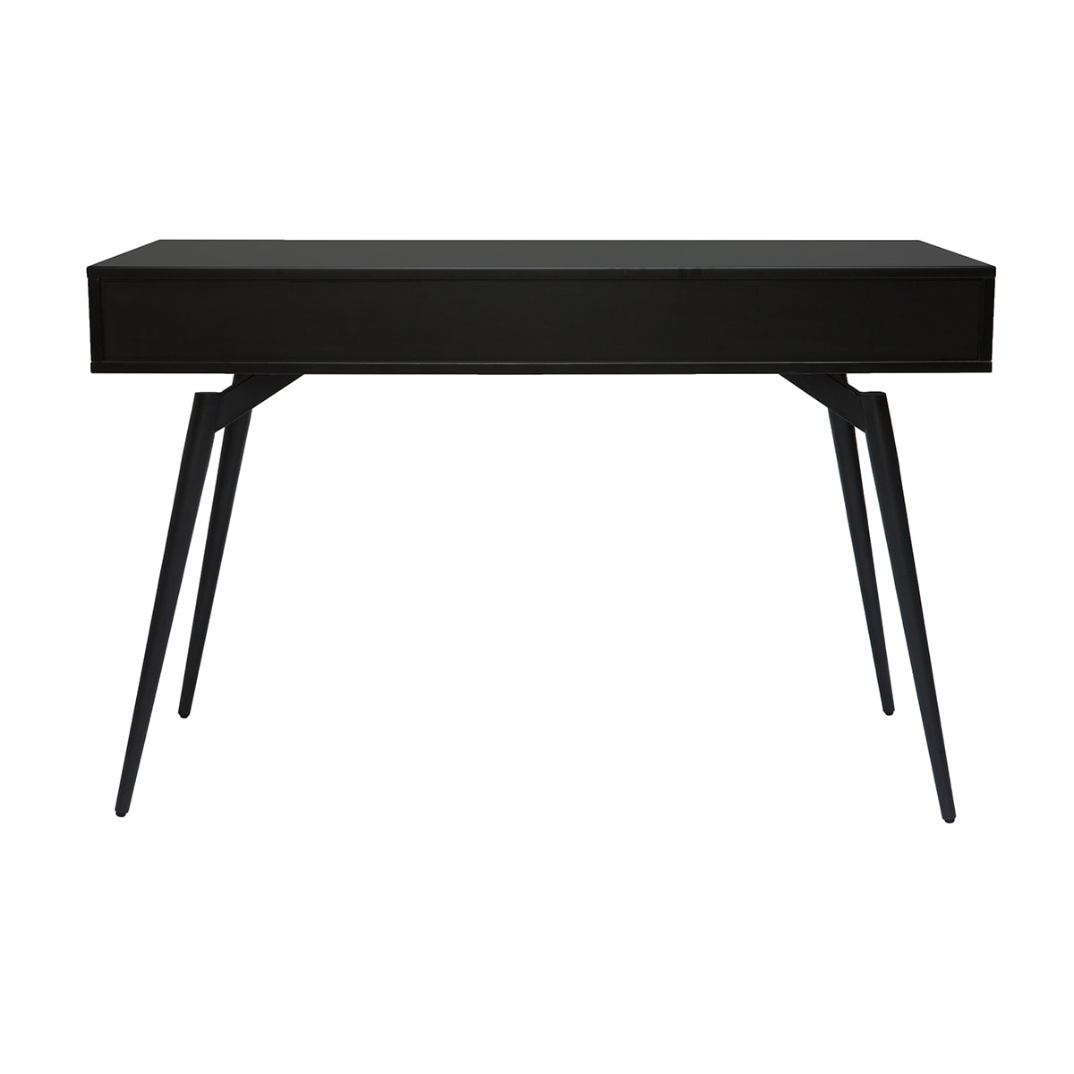 Bureau avec rangements 2 tiroirs design noir mat et bois foncé noyer L120 cm TRIPOLI