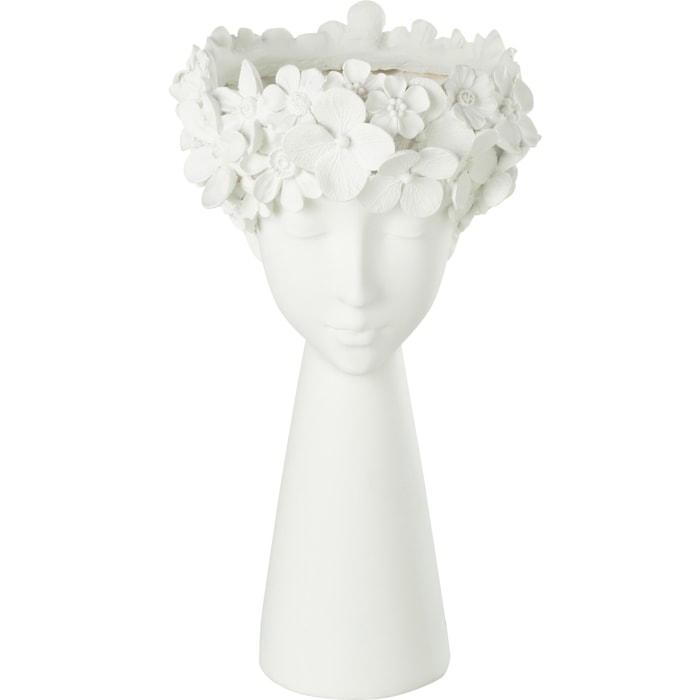 J-Line cache-pot Tête - polyrésine - blanc - large - 40 cm de hauteur