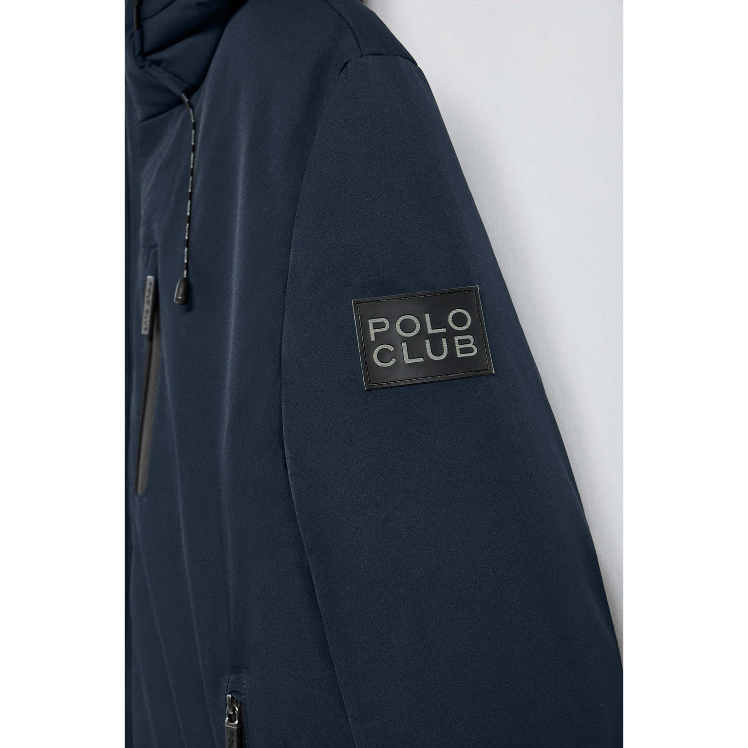 Giaccone blu denim Gstaad con cappuccio fisso e particolari Polo Club