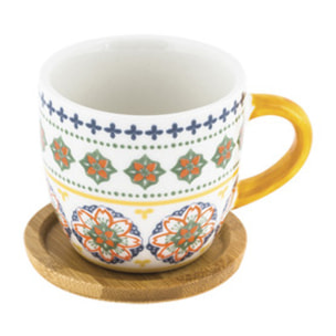 Set da caffè Gardeny da 6 pezzi in porcellana con bamboo