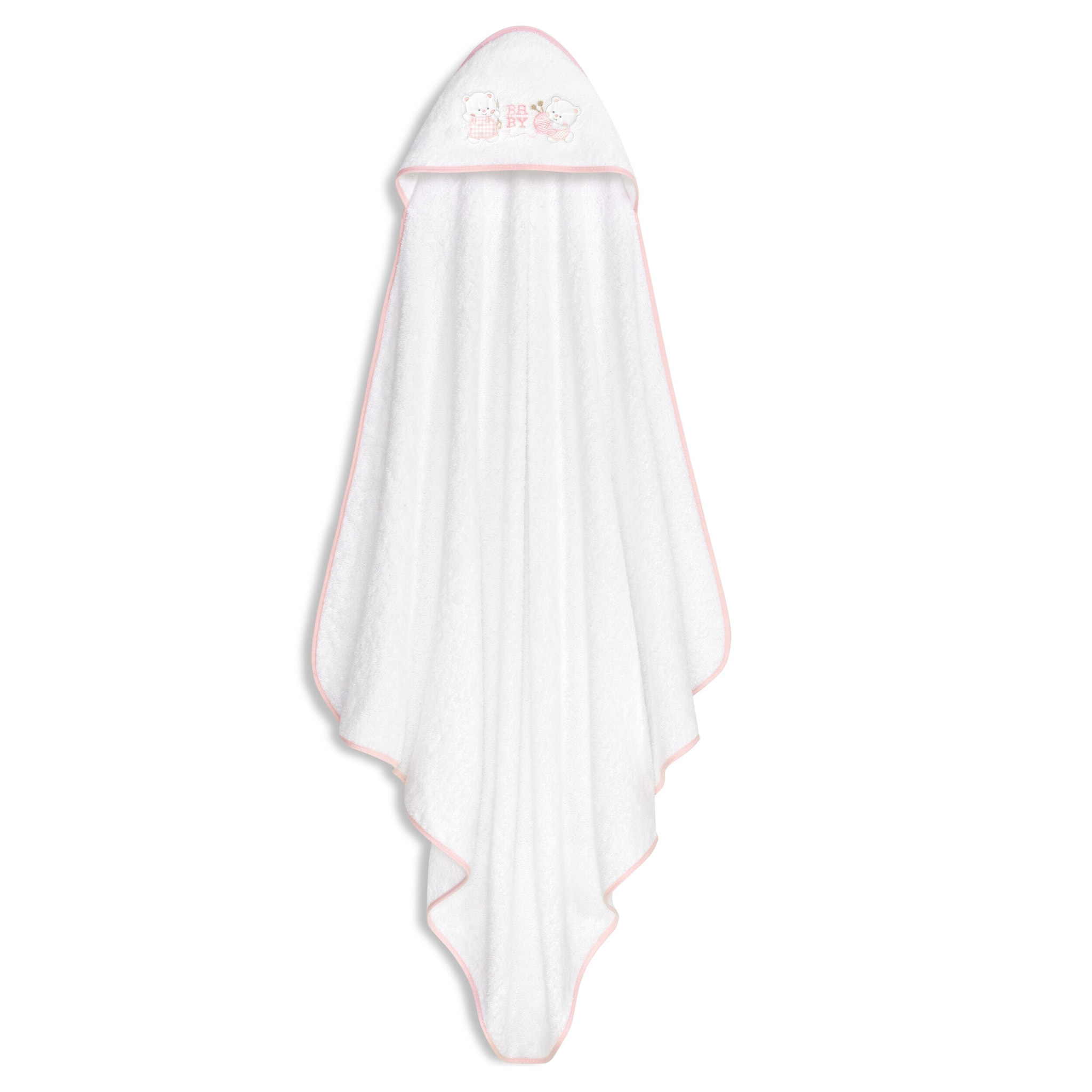 Capa Baño 1X1 Mod Ositos Baby Juguetones + Gorro Bco/Rosa