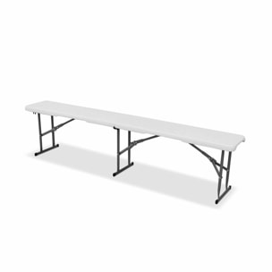 Set de table et bancs de réception. 180cm. pliables. avec poignée de transport. plastique blanc. table de camping