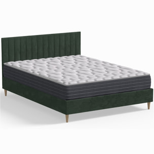 Pack lit en velours + Matelas mémoire de forme - ELIOT & MEMO HR