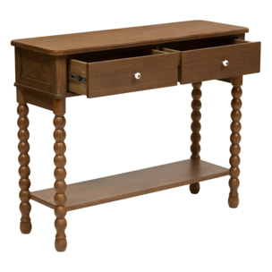 Console Mona rectangulaire 35x100cm 2 tiroirs marron