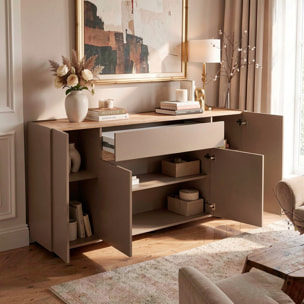 Credenza Moderna Madia Con 4 Ante E 1 Cassetto Mobile Contenitore Sala da Pranzo Soggiorno Design Senza Maniglie 170 x 85 x 40 Cm Congo E Rovere