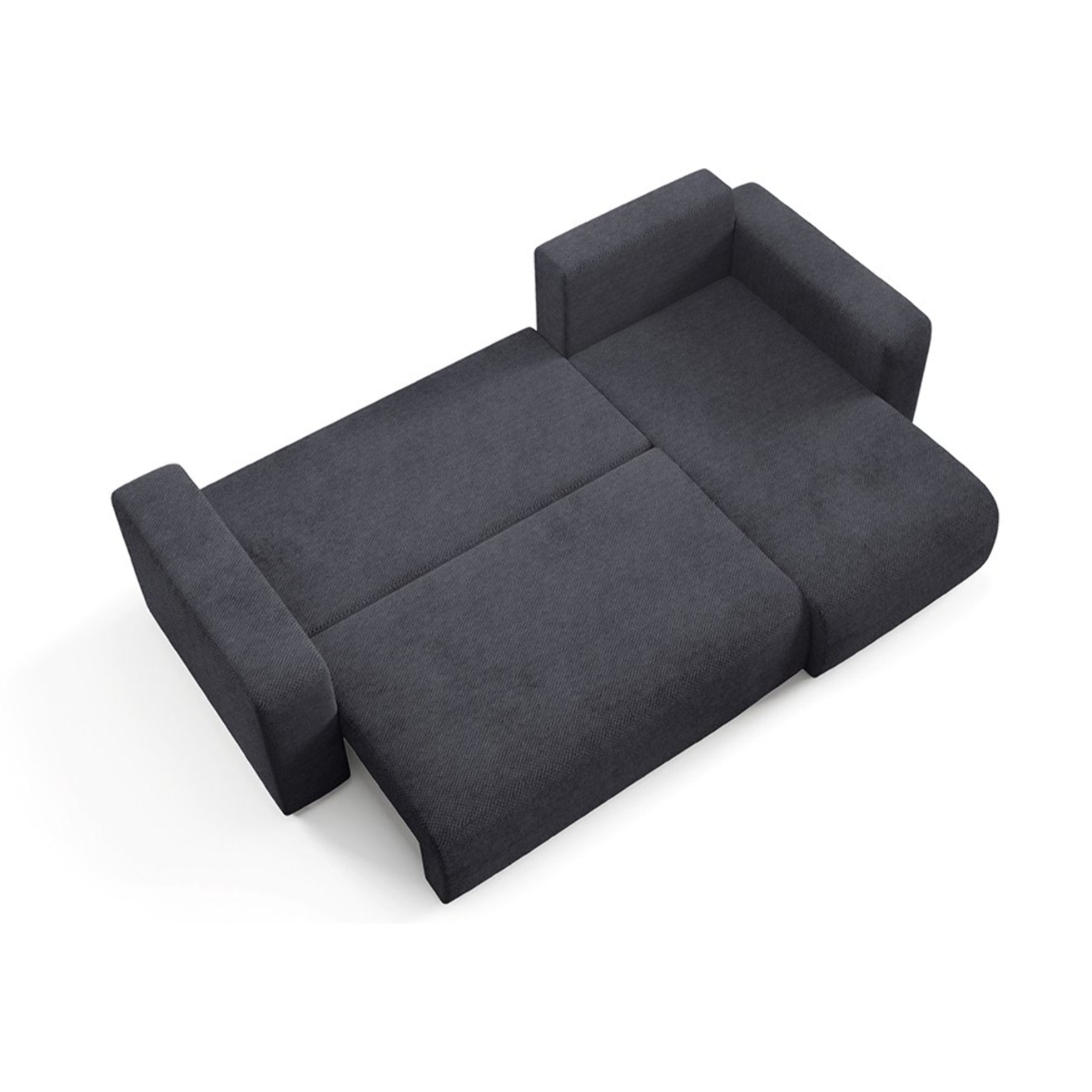 GLORIA - Canapé d'angle droit convertible 4 places en tissu noir