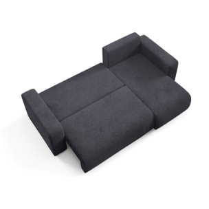 GLORIA - Canapé d'angle droit convertible 4 places en tissu noir