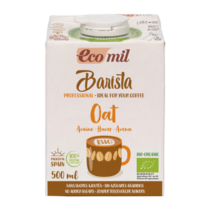 Bebida Vegetal de Avena Barista Sin Azúcar Bio ECOMIL 500 ml