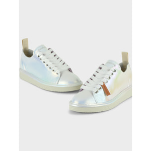 ZAPATO CON CORDONES MUJER P01 DE NAPA NACARADA BLANCO PERLA