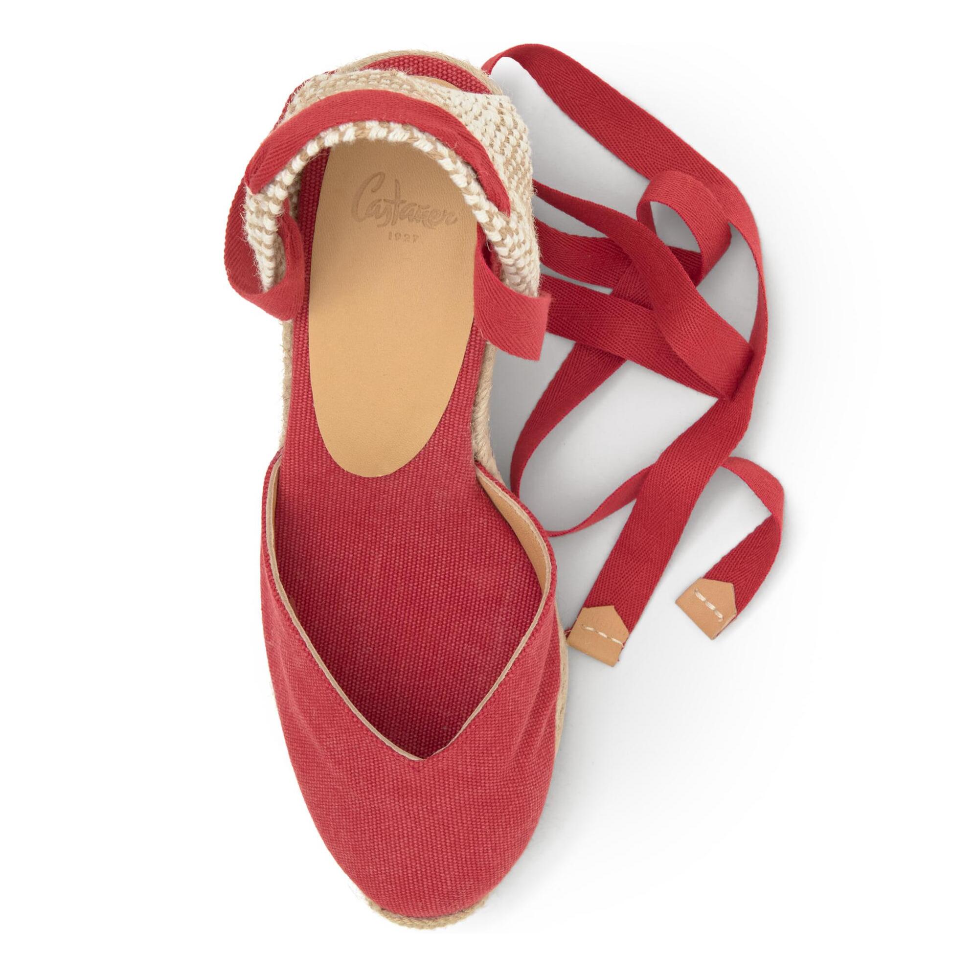 Alpargata de cuña Chiara en algodón orgánico lavado con cierre de cintas