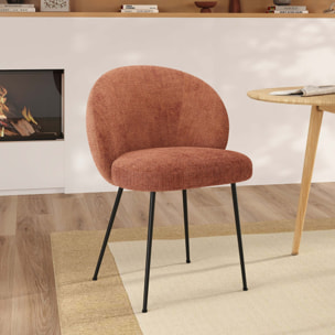 Chaise en velours chenillé terracotta et métal noir - Bloomy
