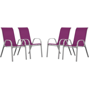 Fauteuil jardin Textilène "Cordoba" - Phoenix - Rose - Lot de 4