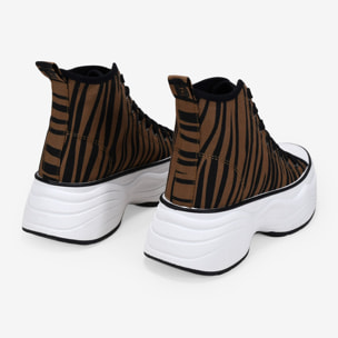 Zapatillas de tela altas con estampado de cebra