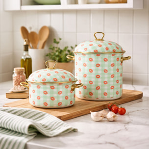 Marmite 24cm en acier émaillé avec motif bisous - tous feux VICHY