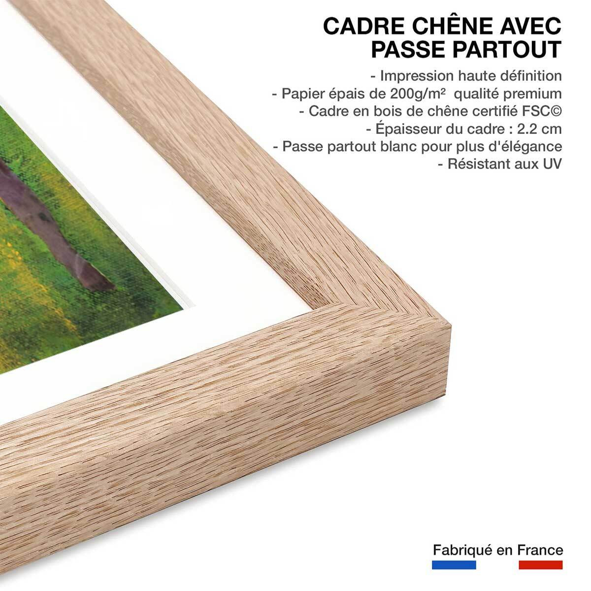 Affiche abstrait andalouse au chapeau Affiche + cadre en bois - Chêne