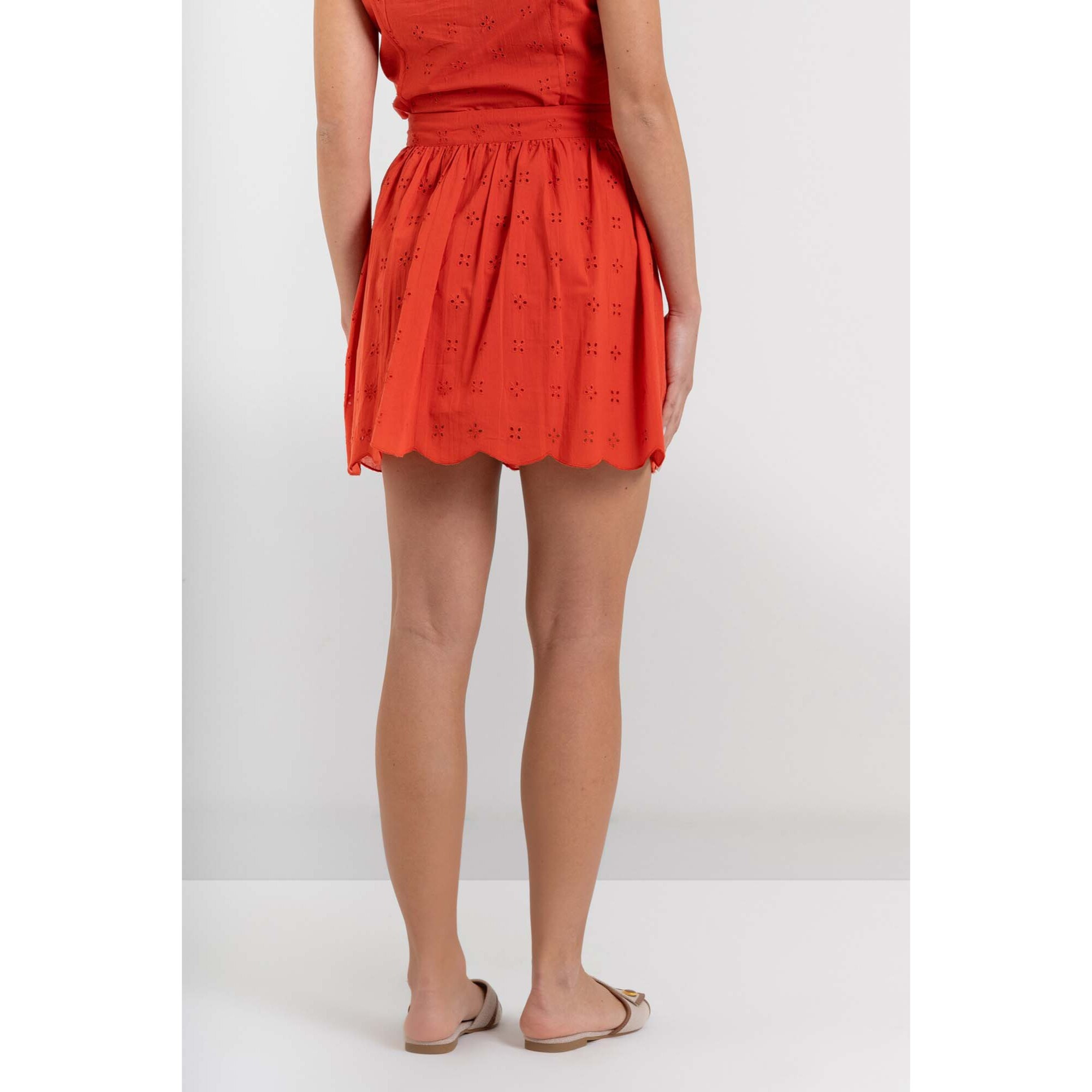 Kocca - Gonna da donna in cotone traforato con orlo smerlato Donna