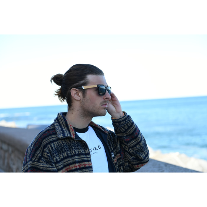 OCCHIALI DA SOLE OCEAN BEACH WOOD in nero