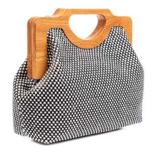 Bogna Bolso de mano Mujer. Fabricado en madera natural y rafia sintética entrelazada.
