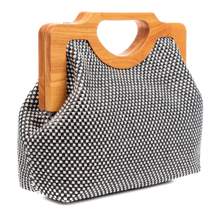 Bogna Bolso de mano Mujer. Fabricado en madera natural y rafia sintética entrelazada.